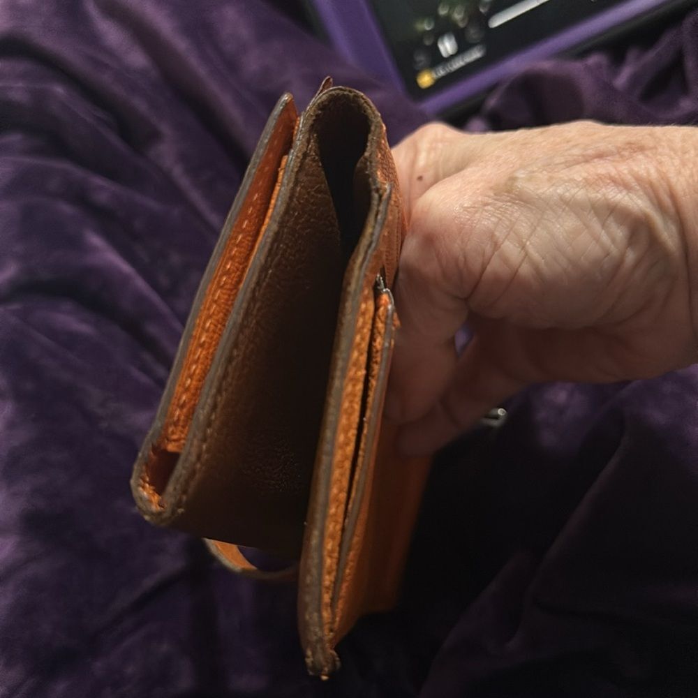 Hermes Leather Bearn Wallet. Orange & Brown - Picture 8 of 9